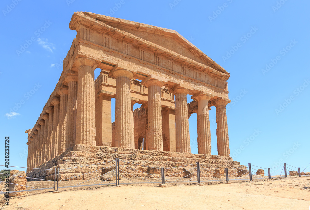 Remains of Concordia Temple - Valle dei Templi  located in Agrigento, Sicily. Unesco World Heritage Site