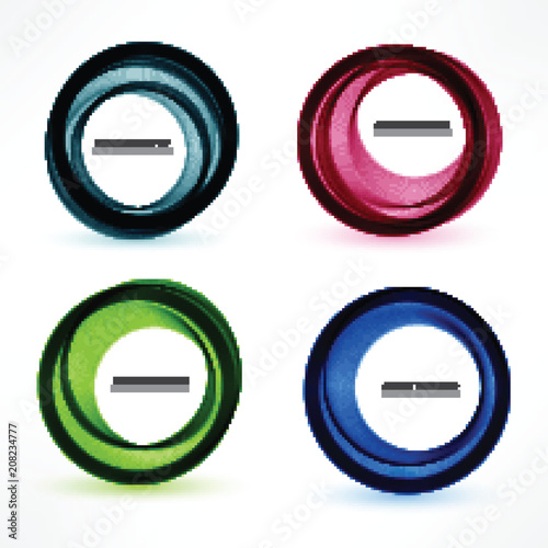 Abstract vector banner set of 4. Colorful vector circles. Isolated with realistic light and shadow on the light panel. Each item contains space for own text. Vector illustration.