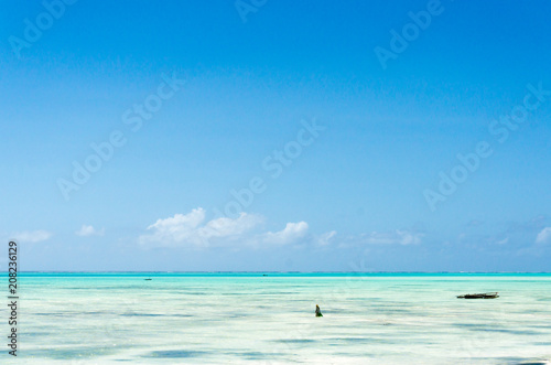 tropical sea at low tide in Jambiani, Zanzibar, Tanzania Africa