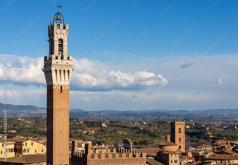 Torre del Mangia (Tower of Mangia) 1348. Siena, Tuscany, Italy 