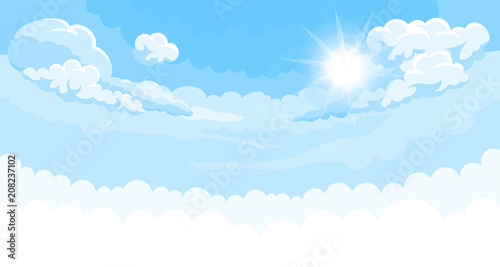 Sky background with sun and white bottom