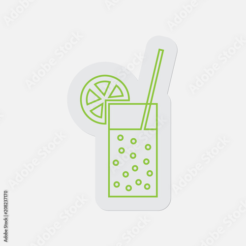 simple green icon-carbonated drink, straw, citrus
