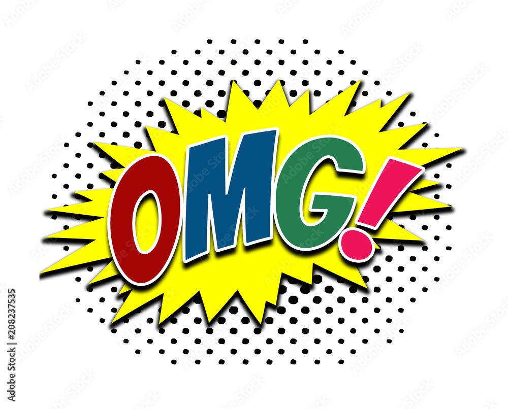 OMG! (Oh, My God!) colorful comic speech bubble illustration with halftone decoration on white background OMG! (Oh, My God!) colorful comic speech bubble illustration with halftone decoration on white background