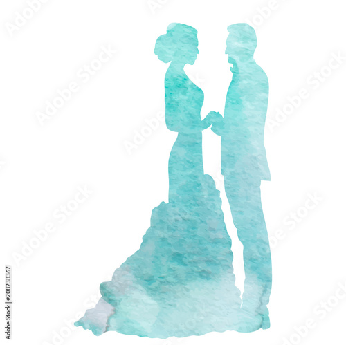 silhouette of the bride and groom