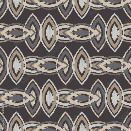 Ethnic boho seamless pattern. Hand hatching. Traditional ornament. Geometric background. Folk motif. Textile rapport. © lazininamarina