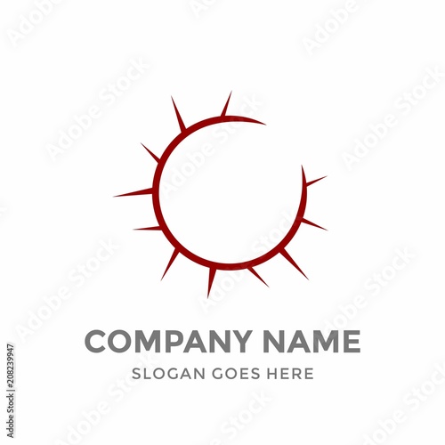 Jesus Crown of Thorns Religious God Symbol Circle Blood Chist Faith Hope Logo Vector Template Design Icon