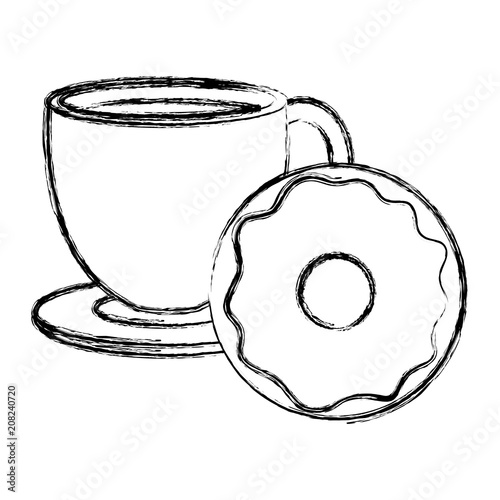 coffee cup with sweet donuts vector illustration design