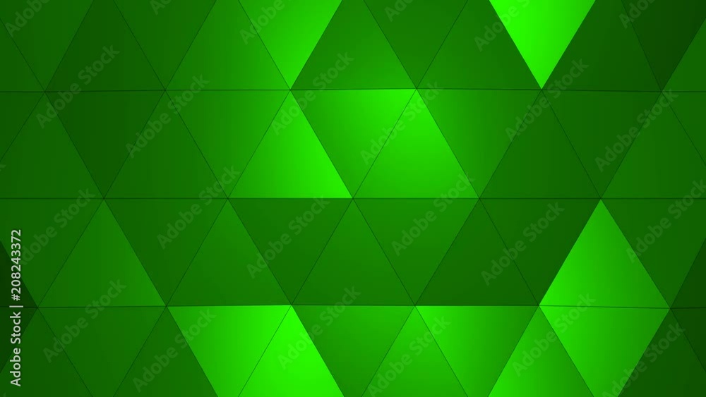 Loopable Abstract Green Low Poly 3D surface as CG background. Soft