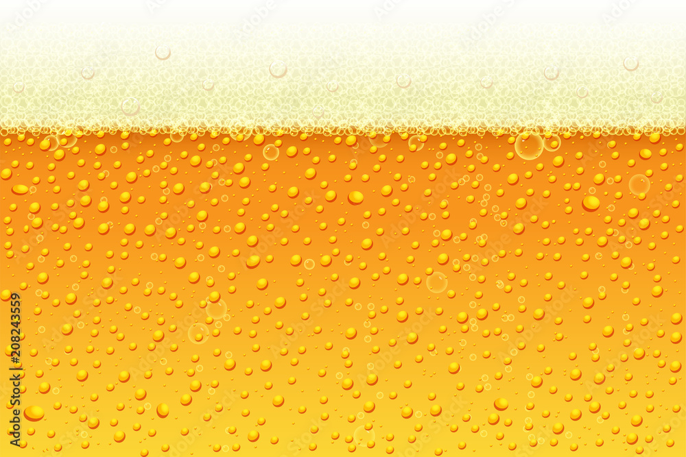 Light beer with foam background. Vector illustration in realistic style for pub and bar menu design, banners and flyers. Light beer with foam background. Vector illustration in realistic style for pub and bar menu design, banners and flyers.