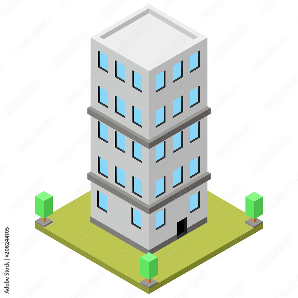 ISOMETRIC BUILDING, ILLUSTRATION VECTOR