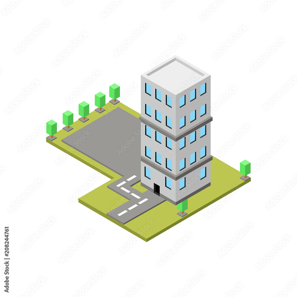 ISOMETRIC BUILDING, ILLUSTRATION VECTOR