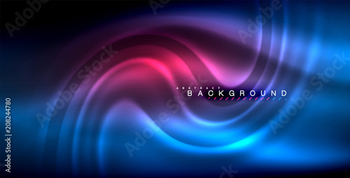 Neon glowing wave, magic energy and light motion background