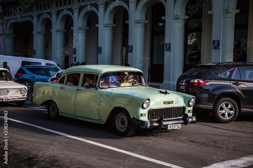 HABANA, CUBA-JANUARY 12: Old car on January 12, 2018 in Habana, Cuba. Old car on the city street © sergemi