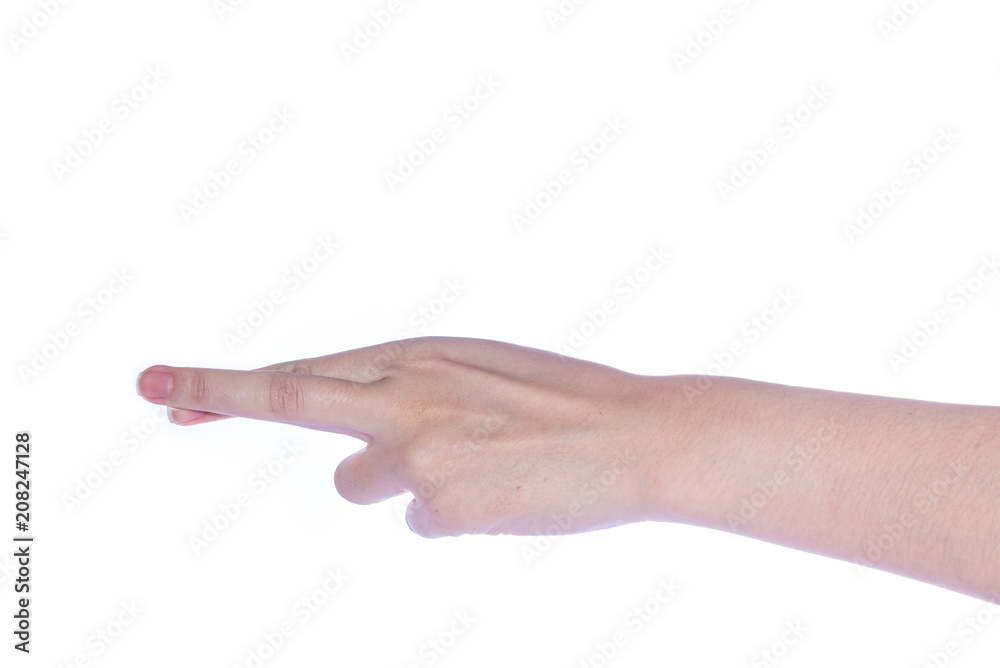 Open woman hand on white background Open woman hand on white background