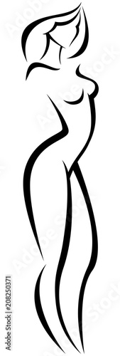 Stylized silhouette of a beautiful graceful slender woman. Logo template or emblem for a beauty salon