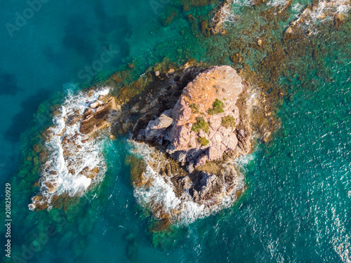 Aerial view of a desert island near the city of Latchi, Cyprus