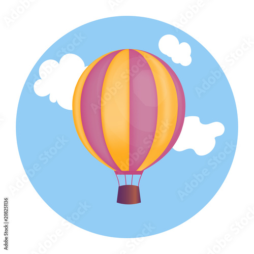 Hot air balloon in the sky. Vector Illustration.