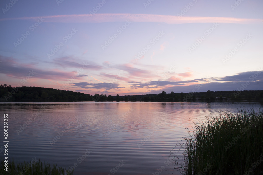 A beautiful sunset at lake. Kyiv, Ukraine.