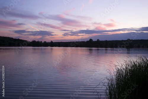 A beautiful sunset at lake. Kyiv  Ukraine.
