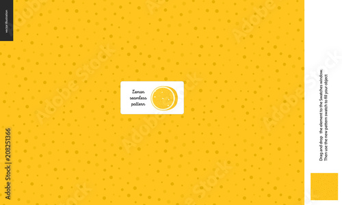 Food patterns, summer - fruit, lemon peel texture, tiny half of orange image in the center - a seamless pattern of the lemon rind with little holes, aril, peel, skin, healthy vitamin fruit