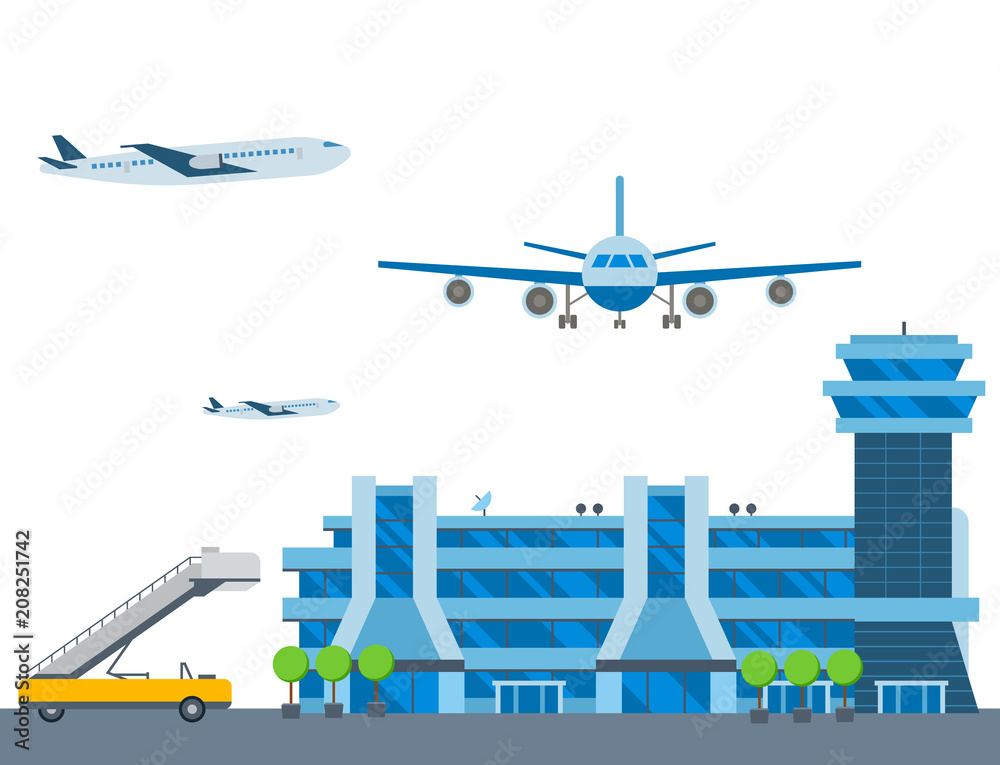 Aviation airport vector airline graphic airplane airport transportation fly travel symbol illustration