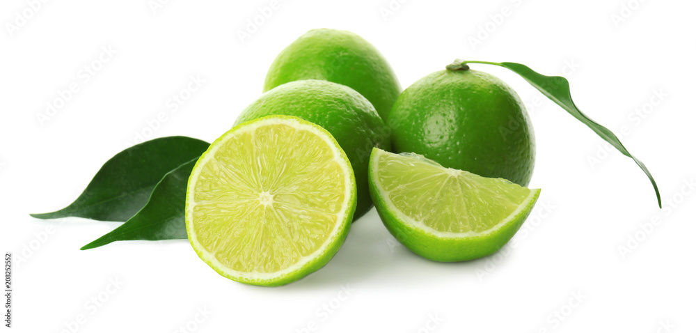 Tasty ripe lime fruit on white background