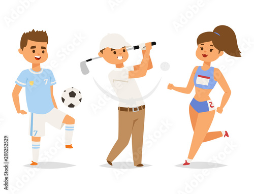 Sport wellness vector people characters sporting man activity woman sporty athletic illustration.