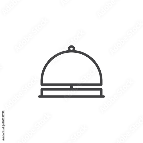 Hotel restaurant food tray outline icon. linear style sign for mobile concept and web design. Food platter serving simple line vector icon. Symbol, logo illustration. Pixel perfect vector graphics