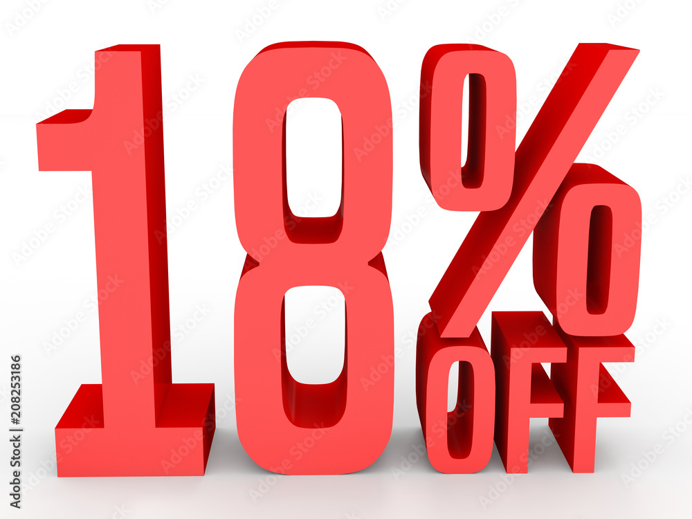Eighteen percent off. Discount 18 %. Eighteen percent off. Discount 18 %.