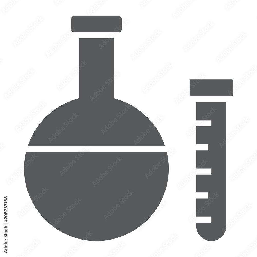 Chemistry glyph icon, school and education, tube sign vector graphics, a linear pattern on a white background, eps 10. Chemistry glyph icon, school and education, tube sign vector graphics, a linear pattern on a white background, eps 10.