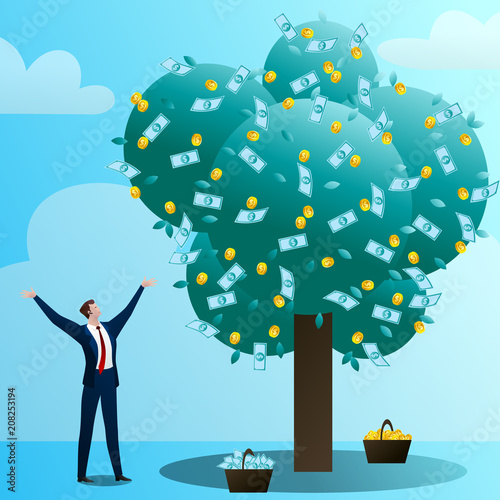 The businessman grows up a big monetary tre