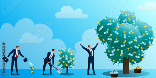 The businessman grows up a monetary tre