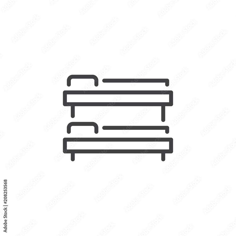 Bunk Bed outline icon. linear style sign for mobile concept and web design. Hostel and motel room service simple line vector icon. Symbol, logo illustration. Pixel perfect vector graphics Bunk Bed outline icon. linear style sign for mobile concept and web design. Hostel and motel room service simple line vector icon. Symbol, logo illustration. Pixel perfect vector graphics