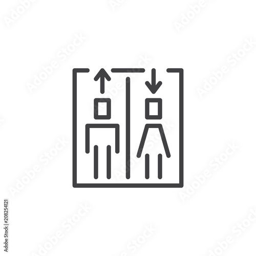 Elevator sign outline icon. linear style sign for mobile concept and web design. lift simple line vector icon. Symbol  logo illustration. Pixel perfect vector graphics
