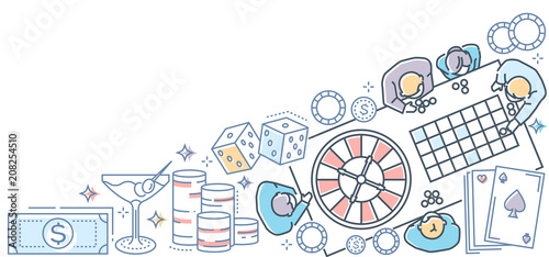 Casino - modern line design style colorful illustration