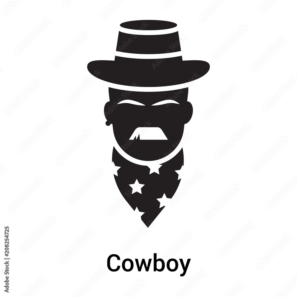 Cowboy icon vector sign and symbol isolated on white background, Cowboy logo concept Cowboy icon vector sign and symbol isolated on white background, Cowboy logo concept