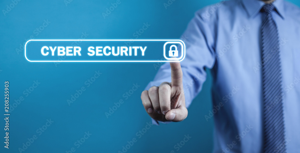 Hand touching virtual screen with padlock icon. Concept of cyber security, data protection and information safety. Hand touching virtual screen with padlock icon. Concept of cyber security, data protection and information safety.