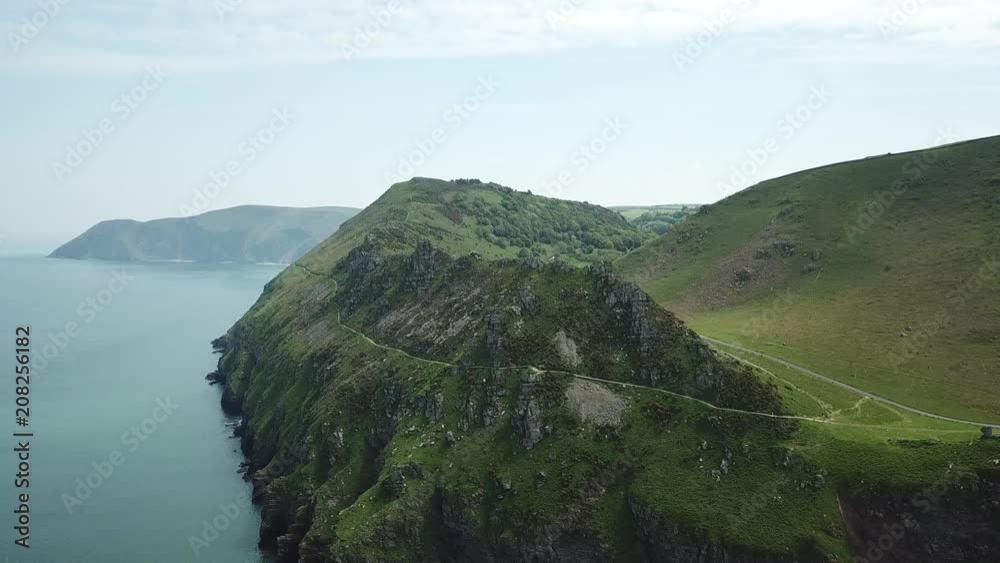 Aerial of The Valley of Rocks in north Devon, England west of the village Lynton Aerial of The Valley of Rocks in north Devon, England west of the village Lynton