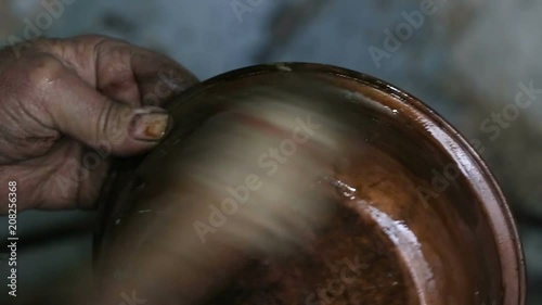 when worker doing his own job. Making tin. photo