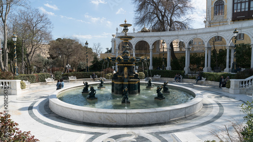 Water Golden Outdoor fountain with small Angels in Baku, Azerbaijan