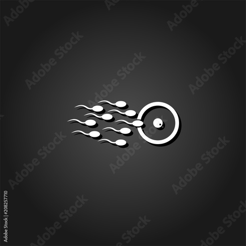 Fertilization icon flat. Simple White pictogram on black background with shadow. Vector illustration symbol