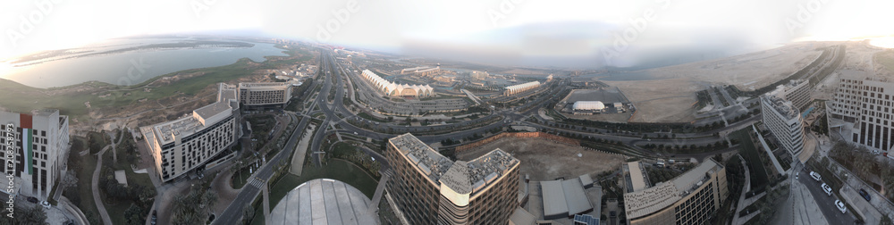 Obraz premium Panoramic aerial view of Yas Island skyscrapers