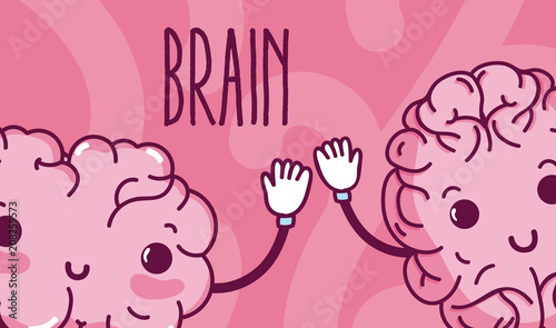 Brains cartoons in square frames