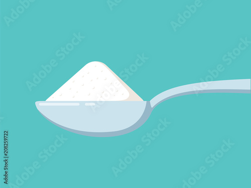 cartoon spoon with salt or sugar. concept of teaspoon with yoghurt or sour cream for healthy cooking