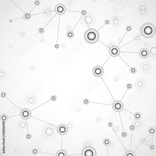 Abstract molecule background  connected structure. Dna  atom  neurons. Vector