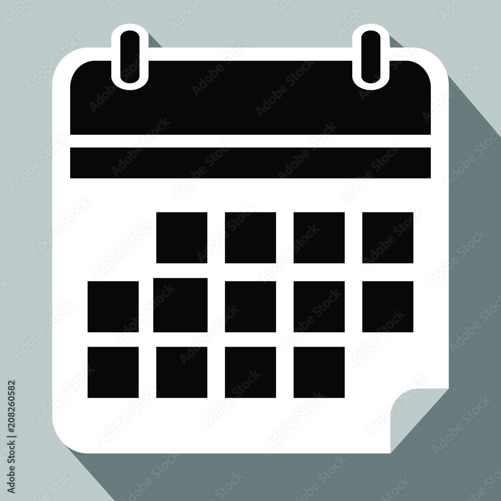 simple flat calendar icon black and white with gray shadow, vector eps 10 simple flat calendar icon black and white with gray shadow, vector eps 10