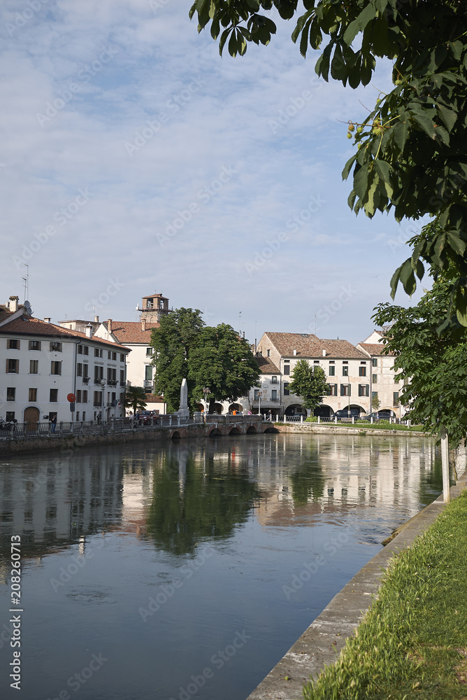 Treviso, Italy - May 29, 2018: View of the River Sile in Treviso