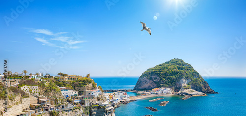 Panoramic view of small village Sant'Angelo on Ischia island, Italy