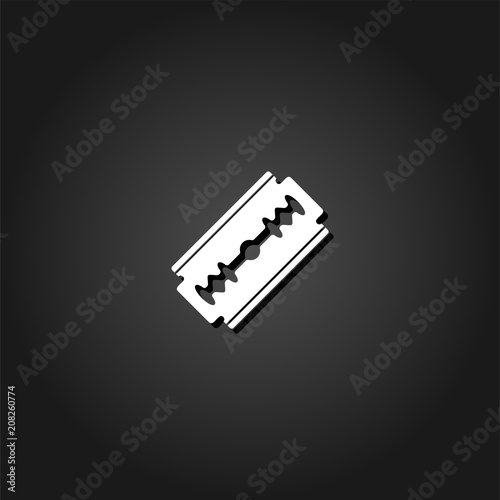 Razor icon flat. Simple White pictogram on black background with shadow. Vector illustration symbol