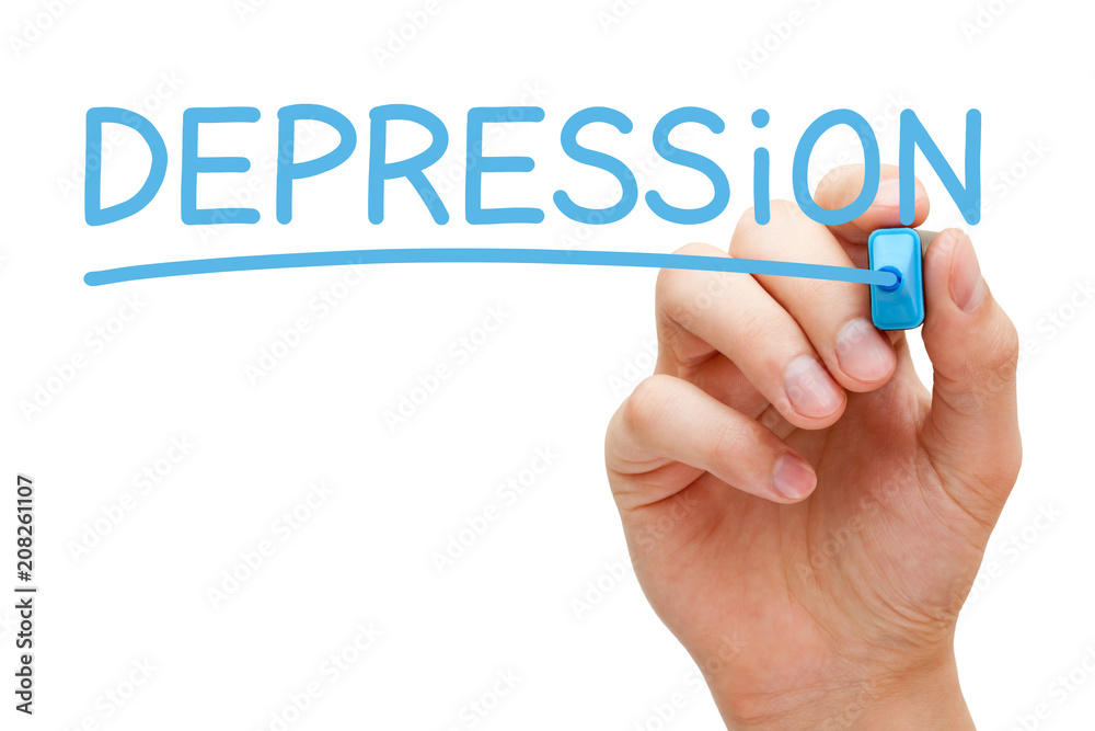 Depression Handwritten With Blue Marker Depression Handwritten With Blue Marker
